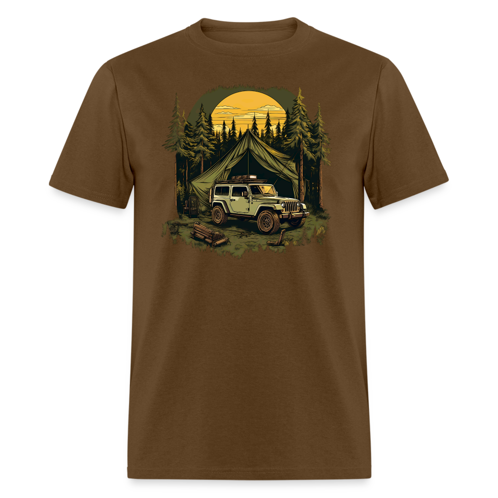 Dusk in the Pines Overland Camping Tee - brown
