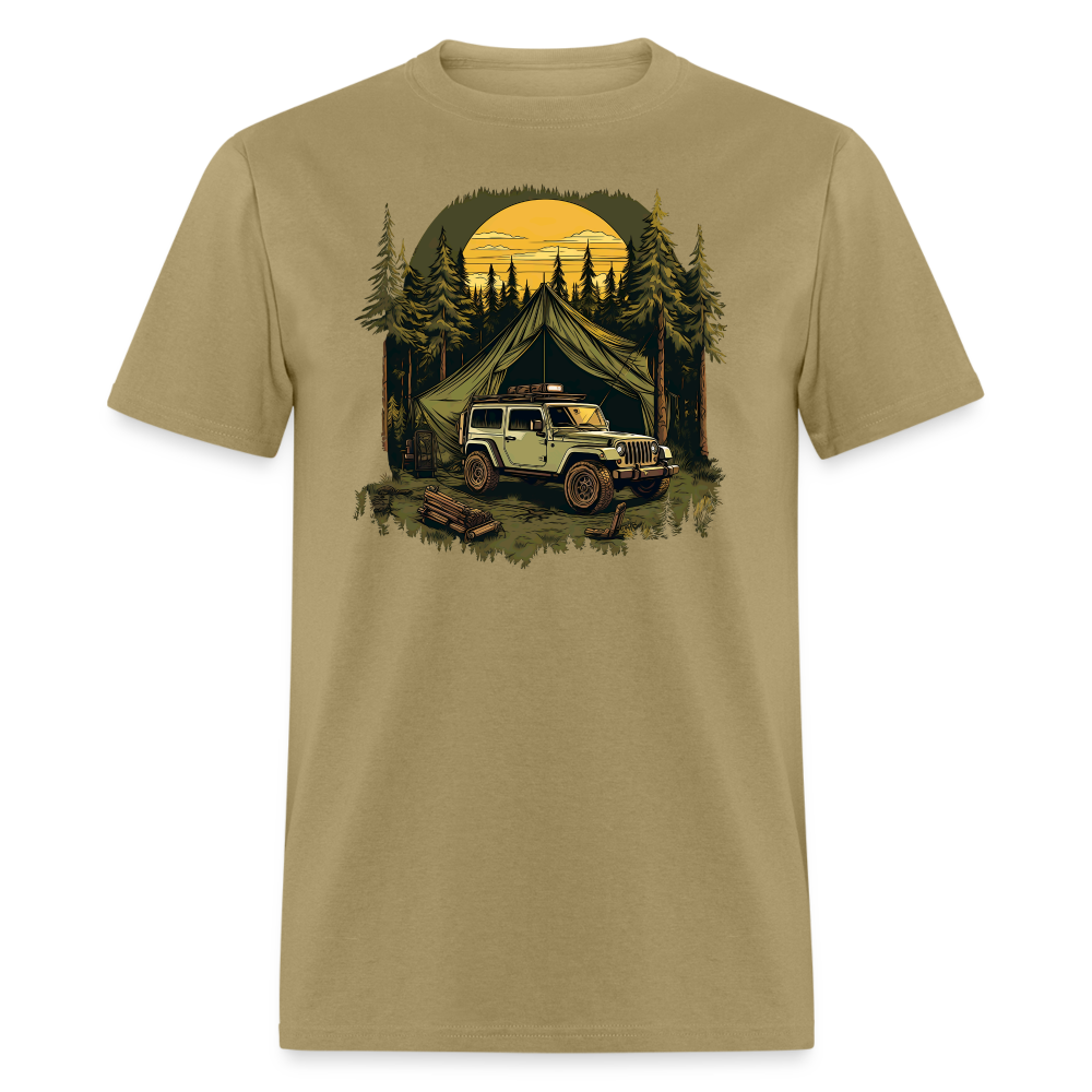Dusk in the Pines Overland Camping Tee - khaki