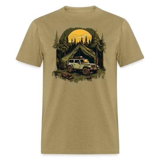 Dusk in the Pines Overland Camping Tee - khaki