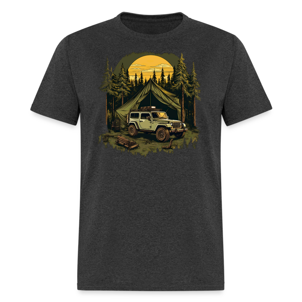 Dusk in the Pines Overland Camping Tee - heather black