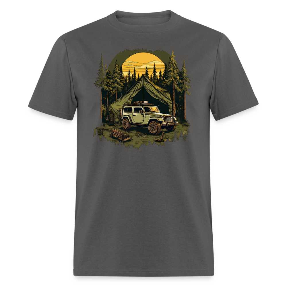 Dusk in the Pines Overland Camping Tee - charcoal